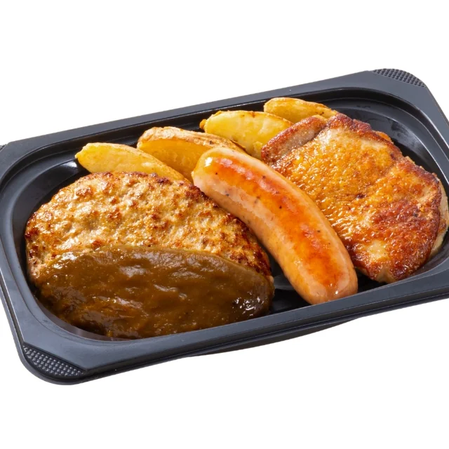 おかず）ミックスグリル（ハンバーグ＆ジャンボフランク＆チキングリル